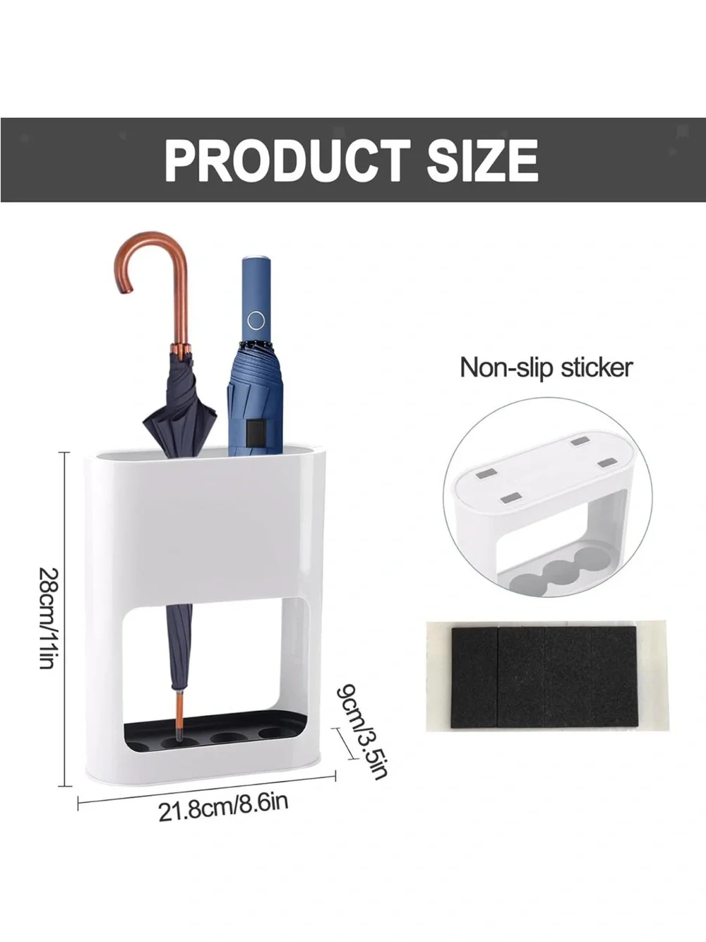 White Umbrella Stand Organizer with Drip Tray - Home Party Supplies